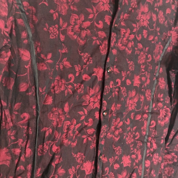 Inc mens slim fit red flowered small button down long sleeve shirt - Picture 2 of 4